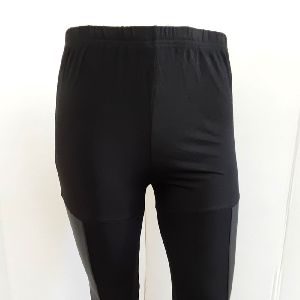 NWT ZANZEA Street Wear Black Faux Leather Tuxedo Striped  Leggings SZ L